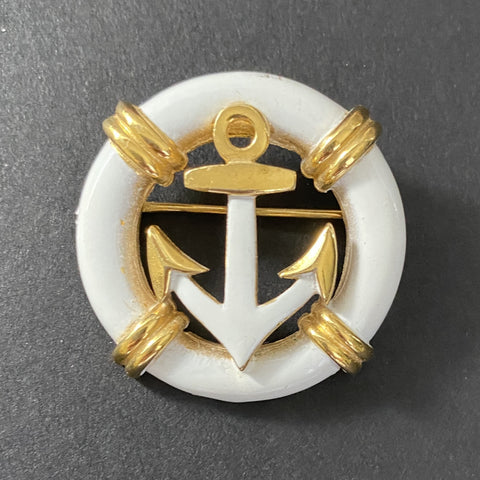 Trifari Sailor's Anchor Circle Pin Vintage