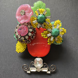 Vrba Vase of Flowers Brooch Pin Vintage