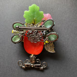 Vrba Vase of Flowers Brooch Pin Vintage