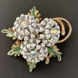 White Enamel Triple Flower Brooch Pin