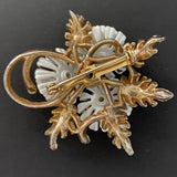 White Enamel Triple Flower Brooch Pin