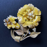 Yellow Double Flower Vintage Brooch Pin