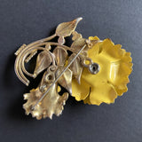Yellow Double Flower Vintage Brooch Pin