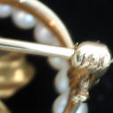 Knot & Flower Pin Art Nouveau 14k Yellow Gold Diamond Pearls Enamel Beauty
