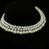 Glass Beads & Rhinestone Rondelles Necklace Vintage 2 Colors