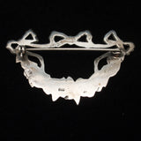Silver Bows Flowers Garland Swag Brooch Pin Vintage