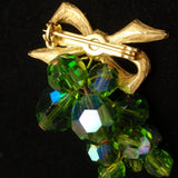 Bow with Dangling Cluster of Aurora Borealis Stones Brooch Pin AB Vintage