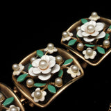 Alice White Flowers Bracelet & Earrings Set Vintage