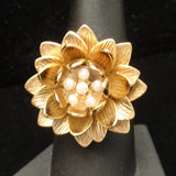 Flower Ring "Water Lily" by Anitanja Freshwater Pearls