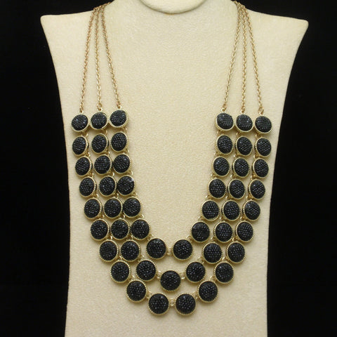 Three Strand Necklace Black Textured Stones Ann Taylor
