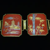 Asian Scenes Panel Bracelet Vintage Enamel