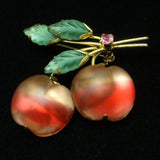 Fruit Pin Vintage Austria Brooch Double Berry or Apple
