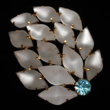 Austrian Frosted Marquise Stones Brooch Pin Vintage