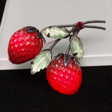 Fruit Pin Vintage Austria Brooch Double Strawberry