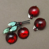 Fruit Pin & Earrings Set Vintage Austria Red Apples