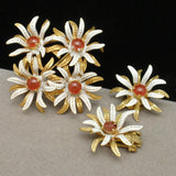 Spiky Flower Cluster Set Pin Earrings Enamel Austria