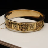 Ornate Hinged Bangle Bracelet 1933 S.O. Bigney Vintage 12k Gold Filled