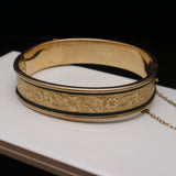 Ornate Hinged Bangle Bracelet 1933 S.O. Bigney Vintage 12k Gold Filled