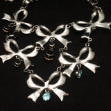 Betsey Johnson Necklace Bows and Blue Rhinestones