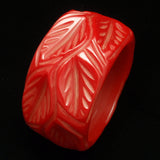 Carved Red Bangle Bracelet 1 3/4" Wide