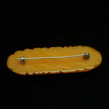 Carved Pumpkin Orange Bakelite Bar Pin
