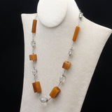 Art Deco Celluloid Cubes and Crystal Necklace Vintage Sterling Silver