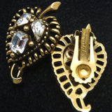 Barclay Set Necklace Earrings Vintage Rhinestones Paisley Leaf Links