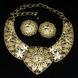 Jose Barrera Collar Necklace Earrings Set Gold Tone Bold Open Design Avon