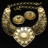Jose Barrera Collar Necklace Earrings Set Gold Tone Bold Open Design Avon