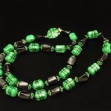 Green & Black Strand of Vintage Beads Necklace Graphic Lightweight