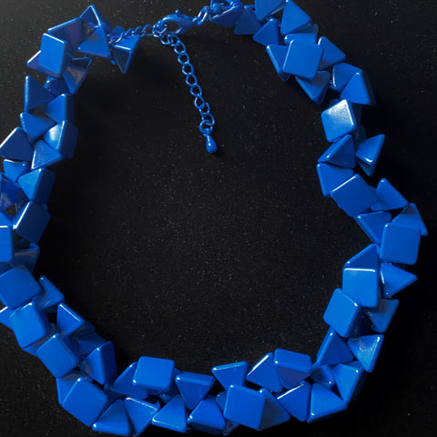 Blue Pyramid Beads Contemporary Necklace