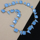 Blue Glass Necklace Vintage Domed Sqaures and Triangles Art Deco