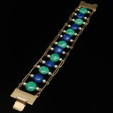Blue & Green Glass Bead Bracelet Vintage
