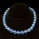 Faceted Blue Glass Necklace Vintage Strung on Chain