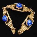 Vintage Bracelet with Domed Blue Cabs
