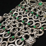 Bohemian Necklace Very Detailed Vintage Green Stones Unsigned