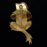 Frog Brooch Pin Dandy Character Vintage 1960s Boucher Coral Tone Body
