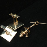 Cuff Links & Tie Tack Set Vintage with Yellow Stones