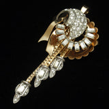 Cascading Rhinestone Brooch Pin Pendant Vintage Gold Filled CRC Charles Reis Co