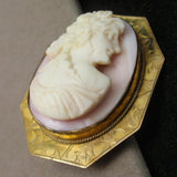 Cameo Brooch Pin Vintage High Relief Gold Filled Bezel