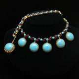 Hattie Carnegie Set Necklace Bracelet Turquoise & Dragon's Breath