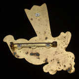 Bird Brooch Pin Vintage Rhinestones Celluloid & Brass