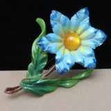 Flower Pin Bright Colors Celluloid Vintage Brooch Lightweight