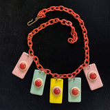 Celluloid Necklace with Geometric Drops Vintage