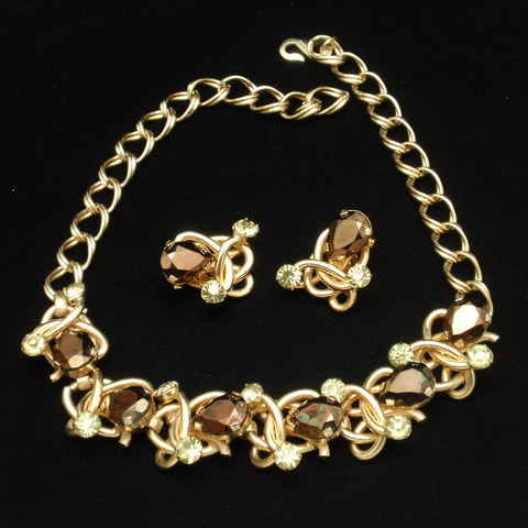 Necklace & Earrings Set Vintage Large Stones