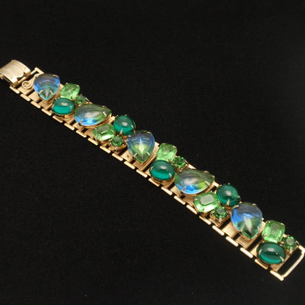 Vintage Bracelet Large Blue and Green Stones