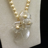 Imitation Pearl Necklace with Huge Lucite Flower Pendant