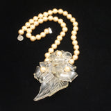 Imitation Pearl Necklace with Huge Lucite Flower Pendant