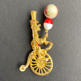 Clown on Penny-Farthing Bicycle Vintage Figural Pin