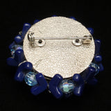 Shades of Blue Cluster Brooch Pin Rhinestones Glass Vintage